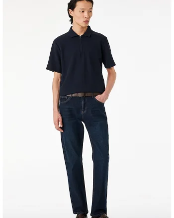 Tricou cu guler cu fermoar, Albastru ultramarin