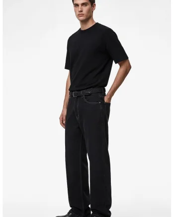 Tricou supradimensionat din amestec de bumbac, Negru