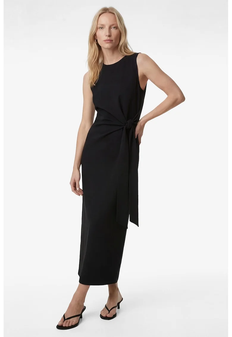 Rochie lunga cu nod frontal, Negru