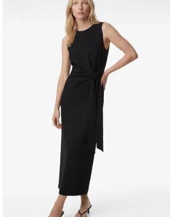 Rochie lunga cu nod frontal, Negru