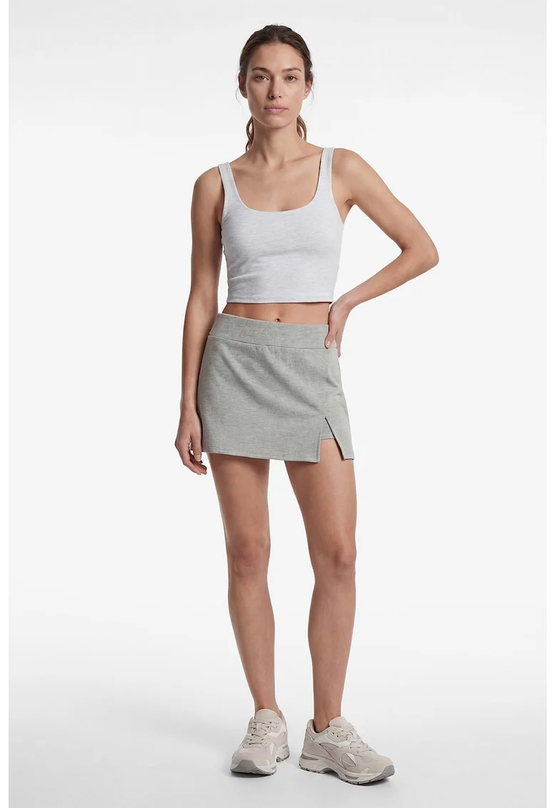 Fusta din amestec de modal cu pantaloni scurti pe interior, Gri melange