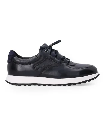 Pantofi sport din piele, cu sireturi elastice