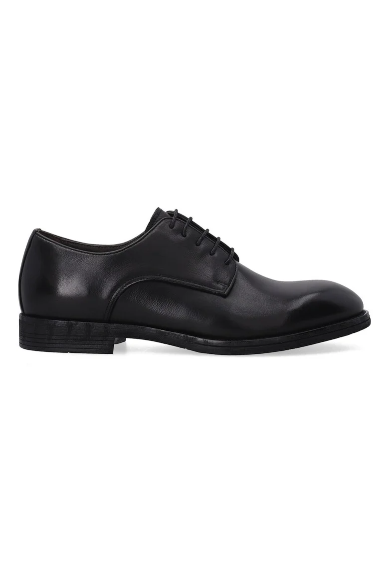 Pantofi derby din piele naturala, Negru
