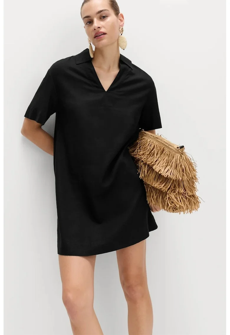 Rochie dreapta cu decolteu in V, Negru