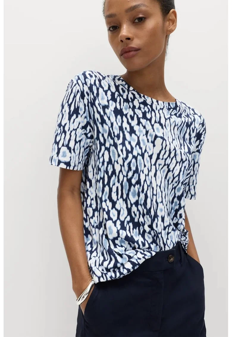 Tricou lejer din amestec de modal, Alb/Albastru oceanic