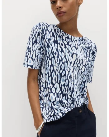 Tricou lejer din amestec de modal, Alb/Albastru oceanic