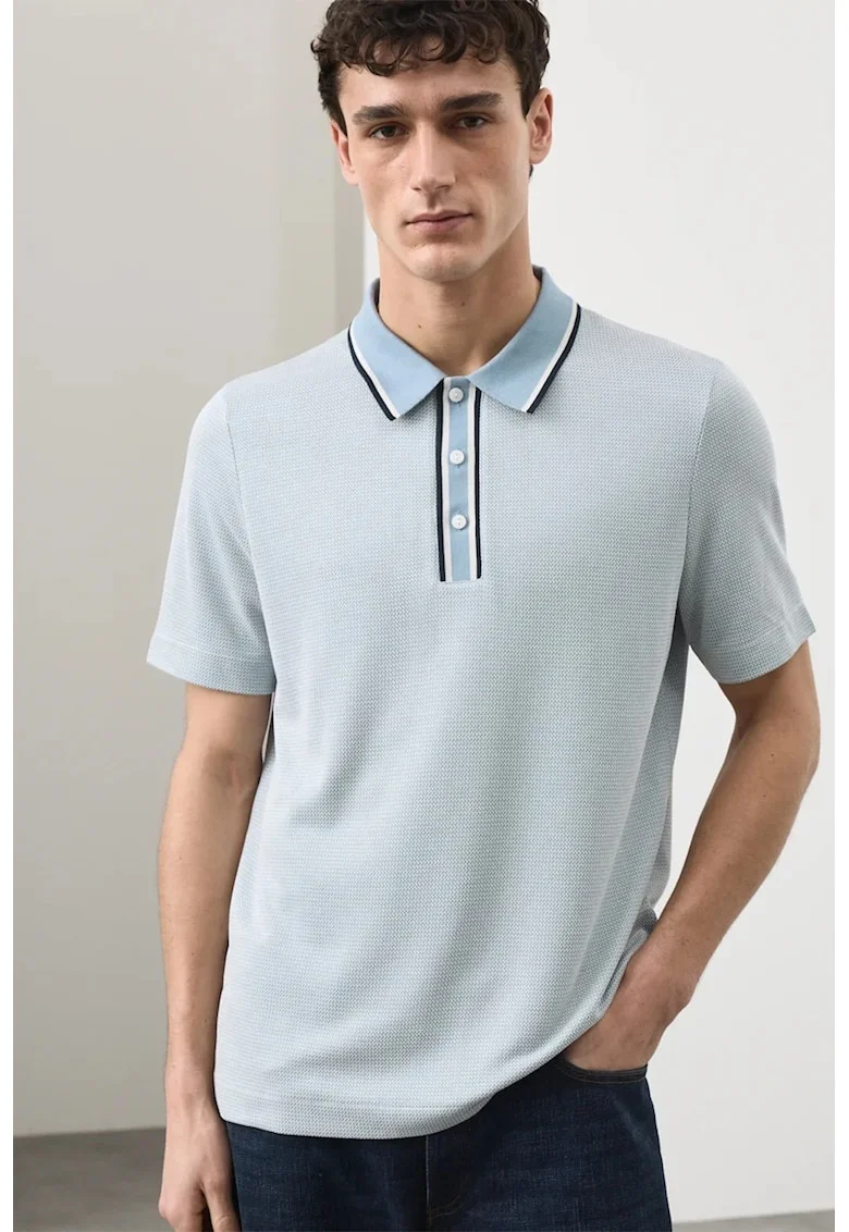 Tricou polo din amestec de modal, Albastru deschis