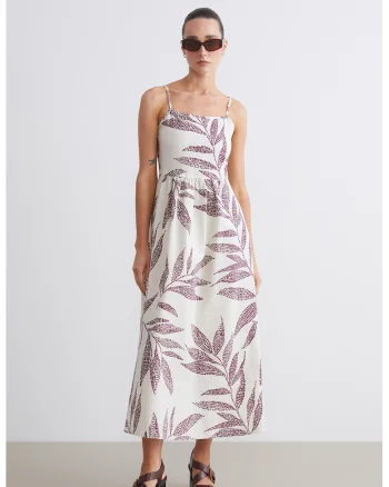 Rochie evazata cu imprimeu, Violet/Alb murdar
