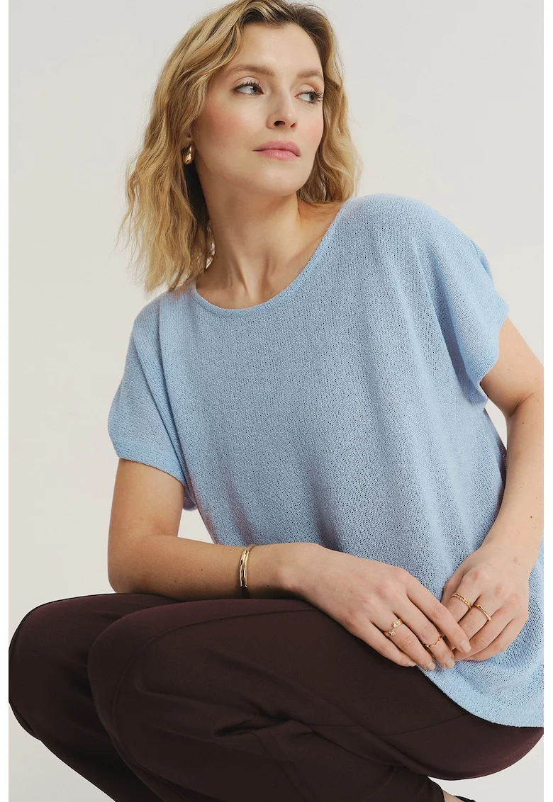 Tricou lejer cu decolteu rotund, Albastru pastel
