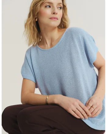 Tricou lejer cu decolteu rotund, Albastru pastel