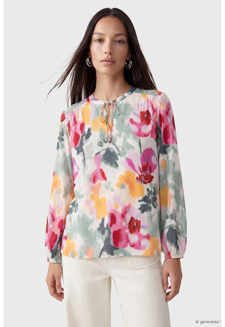 Bluza lejera cu model floral, Multicolor