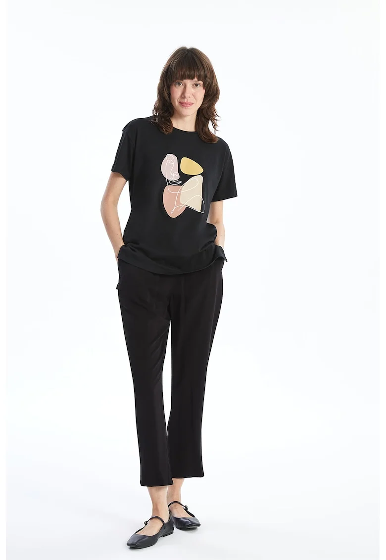 Pantaloni uni cu buzunare laterale, Negru
