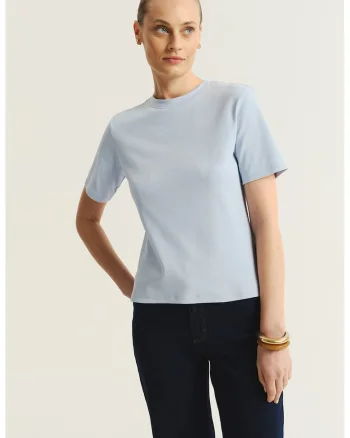 Tricou din bumbac cu model uni, Albastru pastel