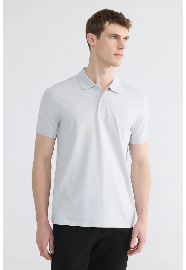 Tricou polo de bumbac, Alb optic