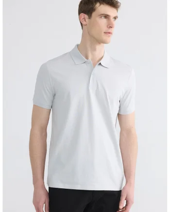 Tricou polo de bumbac, Alb optic