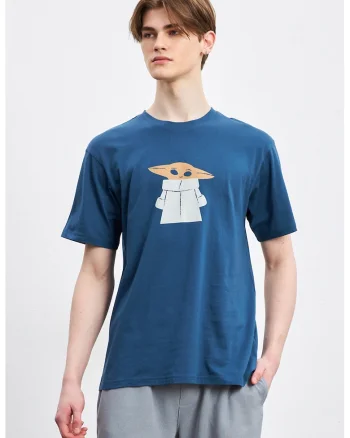 Tricou de bumbac cu imprimeu, Albastru inchis/Alb optic