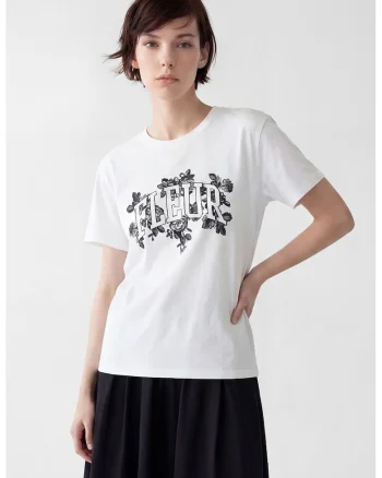 Tricou cu design grafic, Alb optic