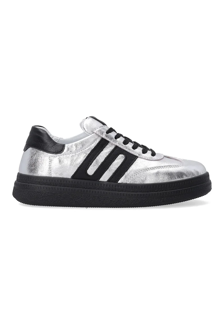 Pantofi sport din piele naturala cu aspect metalizat