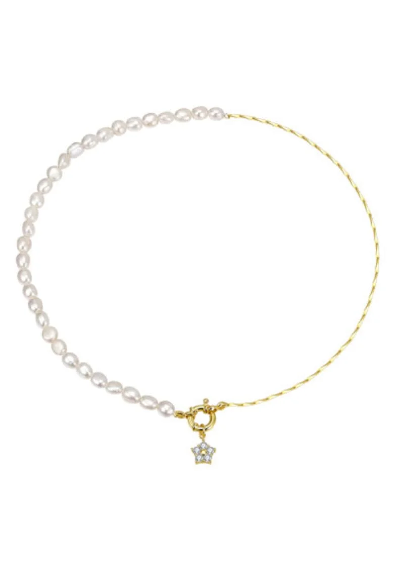 Colier Royal Pearl din Argint 925 Placat cu Aur 14K si Perle de Cultura