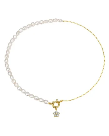 Colier Royal Pearl din Argint 925 Placat cu Aur 14K si Perle de Cultura