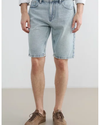 Bermude slim fit din denim, Gri deschis