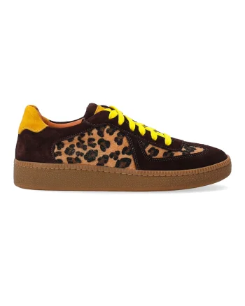 Pantofi sport din piele intoarsa cu animal print