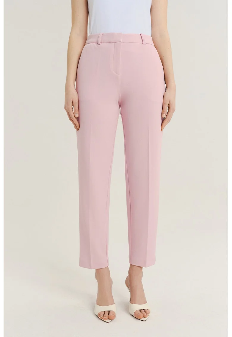 Pantaloni crop cu model uni, Nude rose