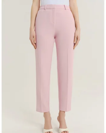 Pantaloni crop cu model uni, Nude rose