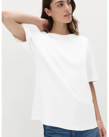 Tricou uni lejer din bumbac, Alb optic