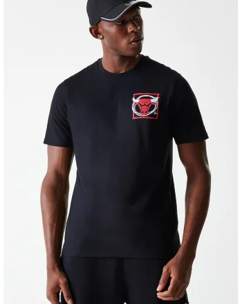 Tricou cu decolteu la baza gatului si imprimeu pe spate, Negru
