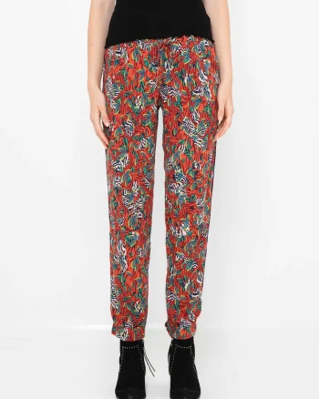 Pantaloni conici cu model,