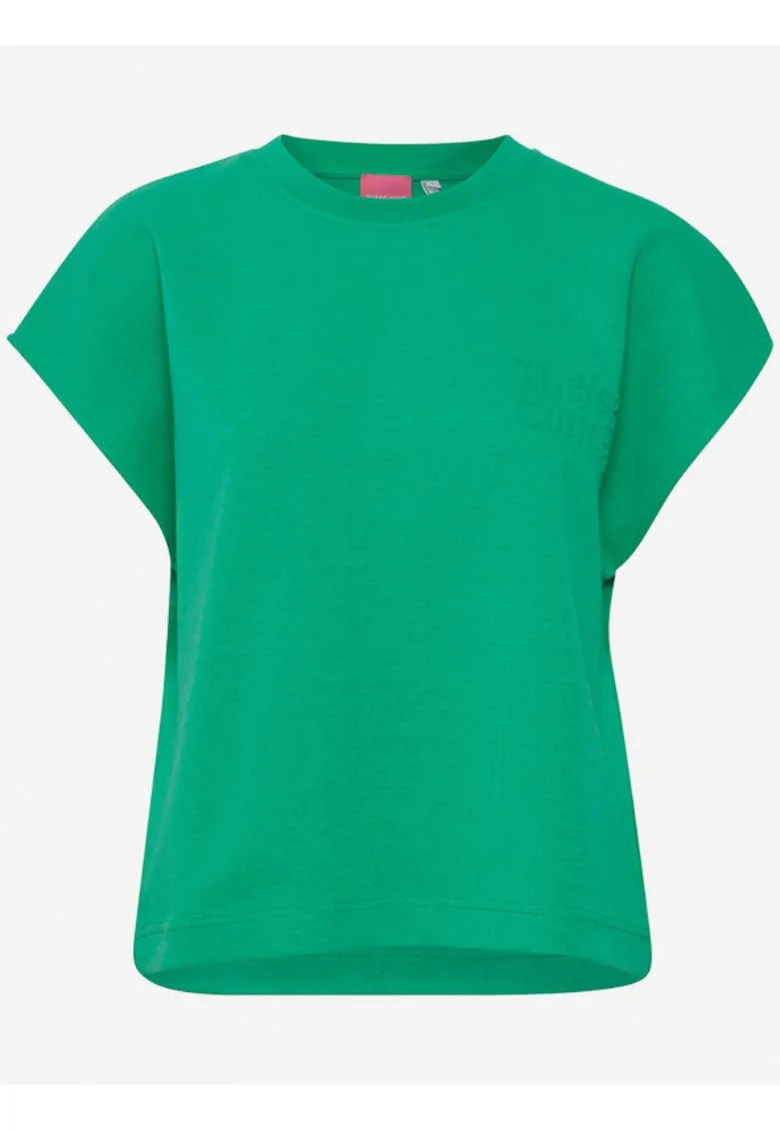 Tricou din amestec de bumbac cu decolteu la baza gatului