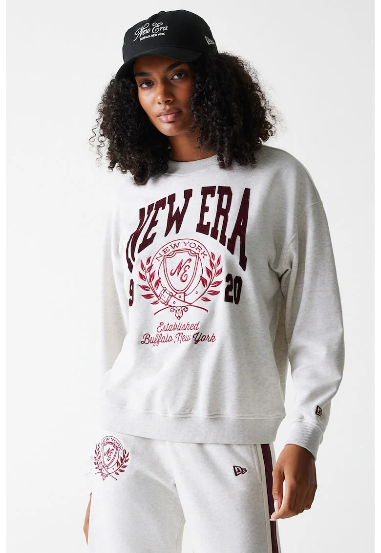 Bluza lejera de trening cu logo brodat, Gri deschis