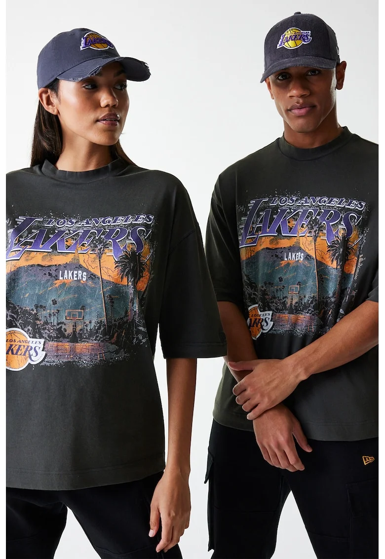 Tricou lejer unisex cu imprimeu grafic, Gri