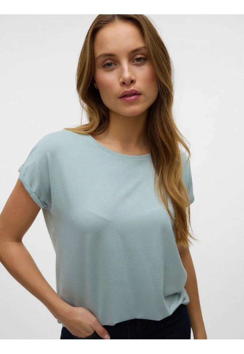 Tricou din amestec de viscoza cu croiala lejera si model uni Lava