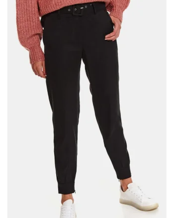 Pantaloni uni din lyocell cu o curea,