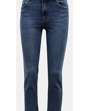 Blugi crop drepti cu talie medie