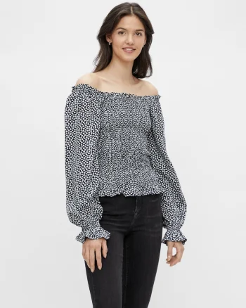 Bluza cu decolteu pe umeri si imprimeu floral Laoise