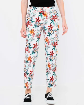 Pantaloni crop cu imprimeu floral
