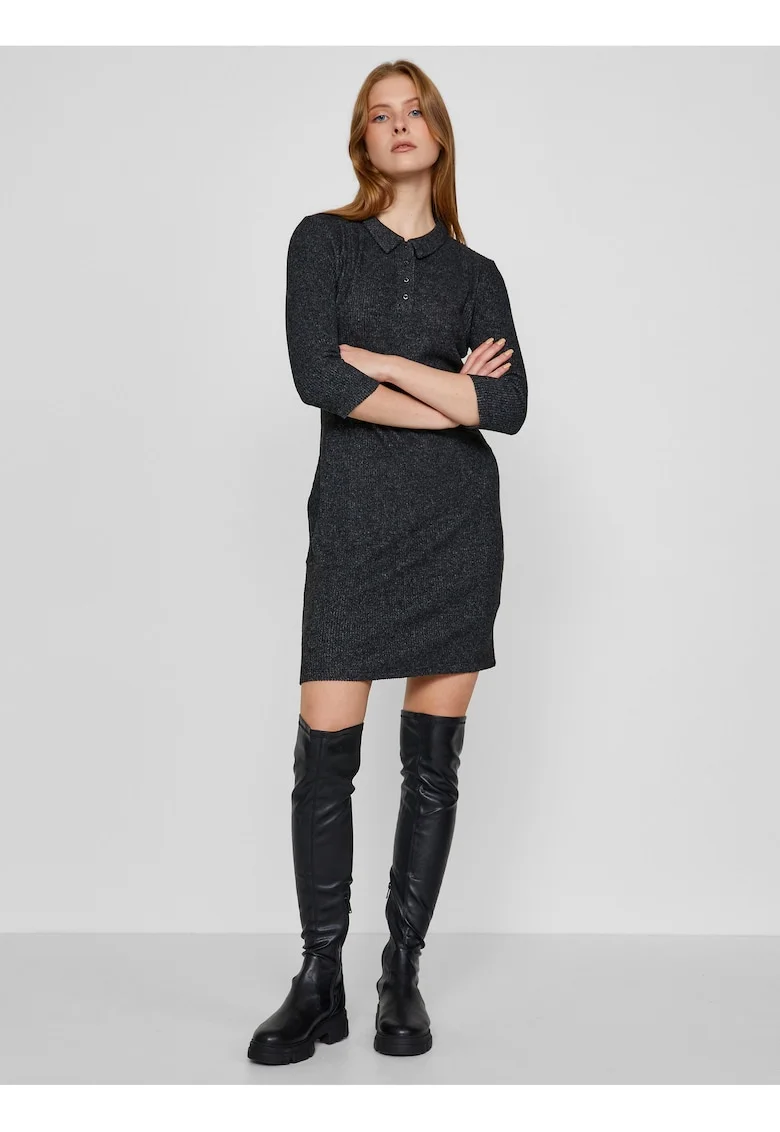 Rochie scurta cu guler polo si maneci medii
