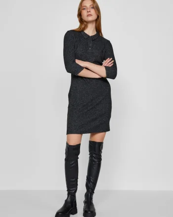 Rochie scurta cu guler polo si maneci medii