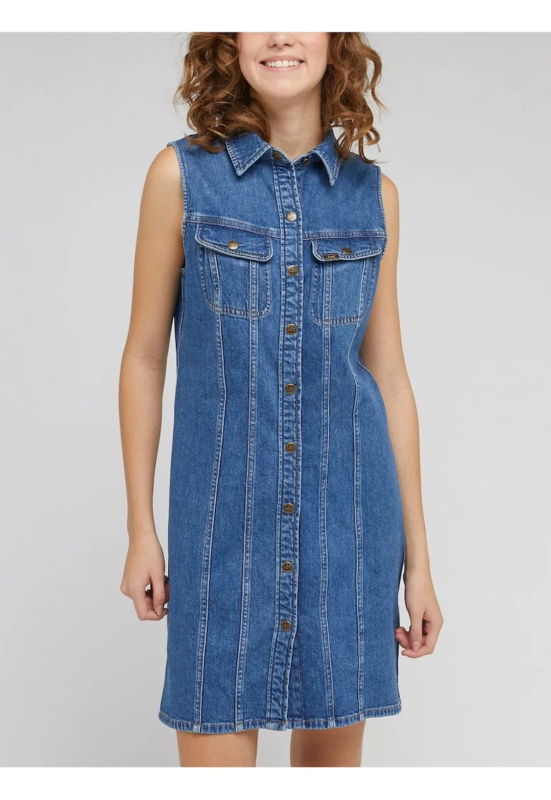 Rochie scurta din denim dreapta