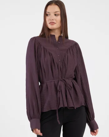 Bluza texturata cu snur in talie