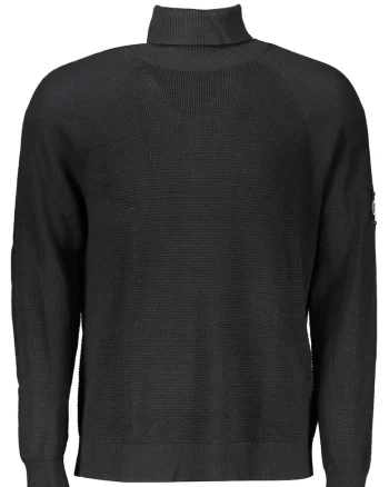 Pulover pe gat barbati, cu logo brodat, Regular fit, negru, Negru