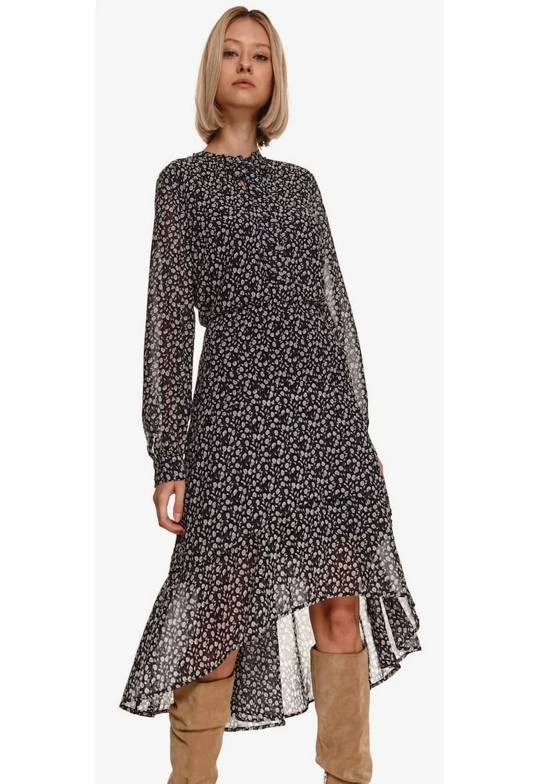 Rochie lunga vaporoasa cu model floral,