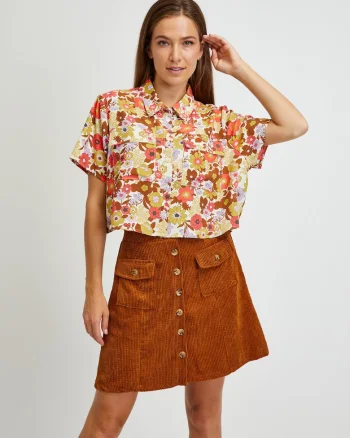 Camasa crop cu model floral Nika,
