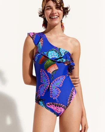 Costum de baie intreg cu volane