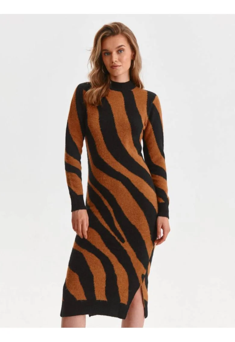 Rochie-pulover midi cu maneci lungi,
