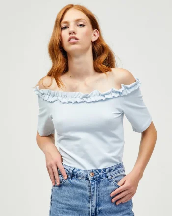 Tricou cu decolteu pe umeri Leah,