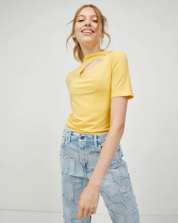 Tricou din amestec de lyocell cu decupaj Glow